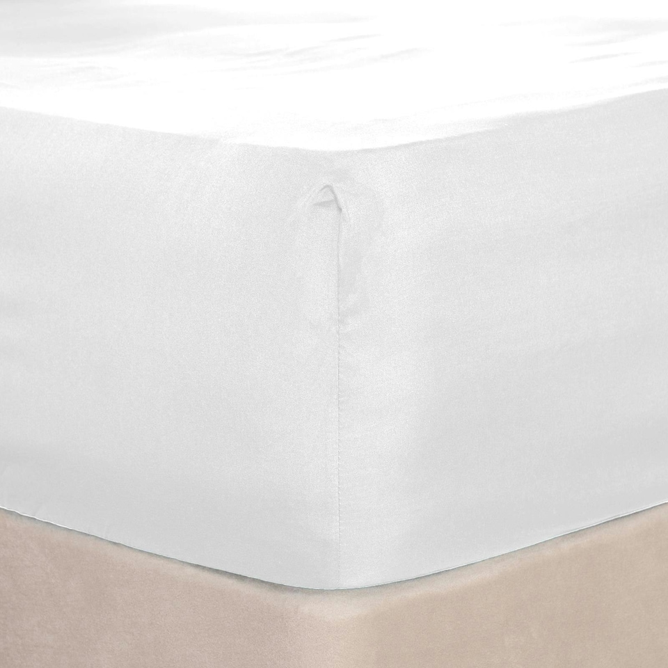 image 1 of OHS Plain Soft Microfibre 30cm Deep Fitted Bed Sheet, Double - White