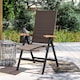 image 8 of Outsunny Folding Garden Chair, 5-level Reclining PE Rattan Garden Dining Chair with Wood Armrests, High Back and Steel Frame for Outdoor, Patio, Terrace, Porch, Brown | Brown | Brown