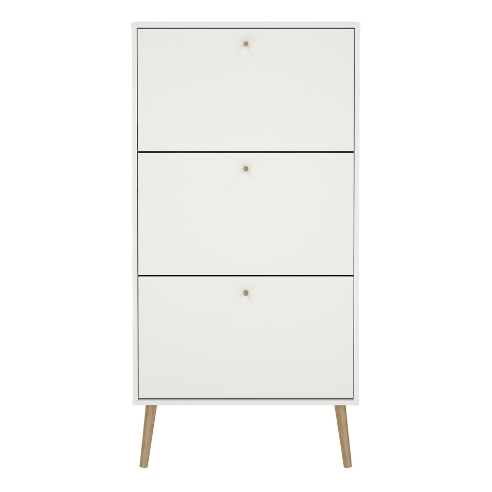 image 1 of Cumbria Shoe Cabinet 3 Flip Down Doors White