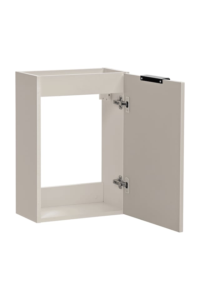 image 1 of Bathroom Vanity Unit 400mm Beige Wall Sink Cabinet Cloakroom Basin Slimline Fluted Cashmere Modern Small Unit with Sink Adel