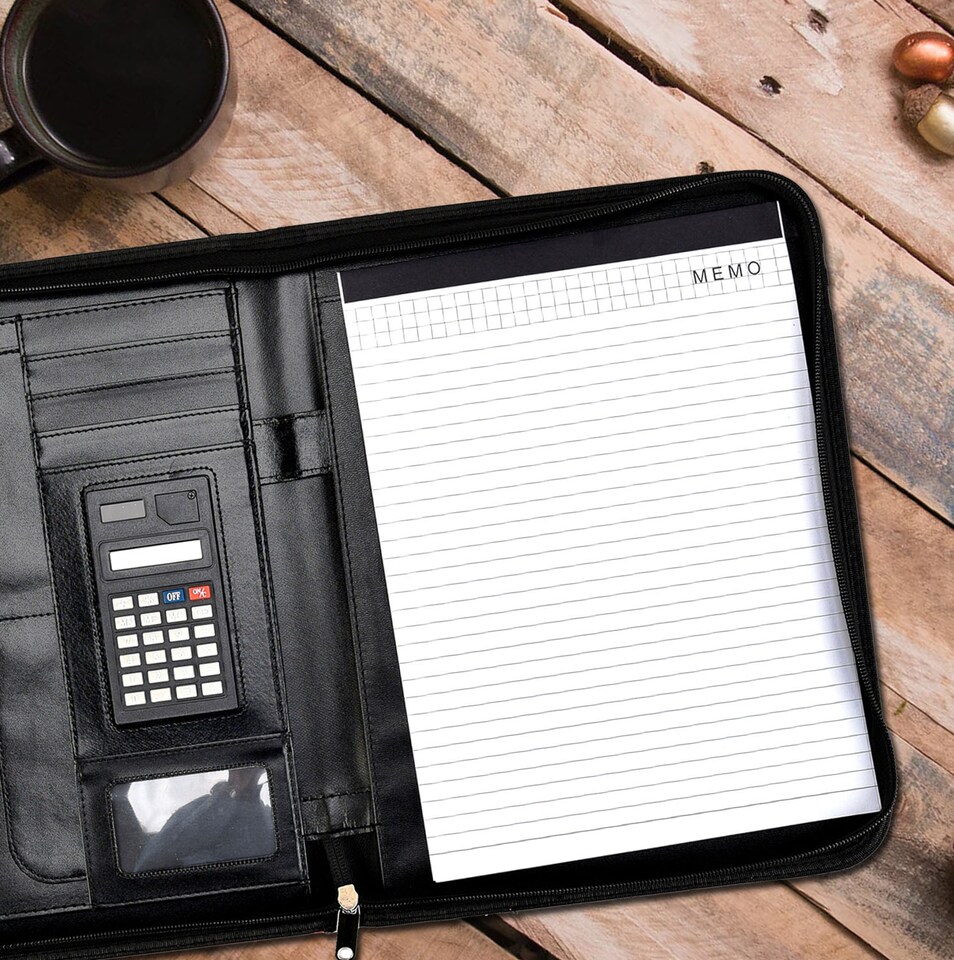 image 1 of ARPAN A4 Conference Folder Portfolio – Executive Business Organiser with Calculator, Writing Pad, Pen Holder & Document Storage for Office, Meetings & Interviews