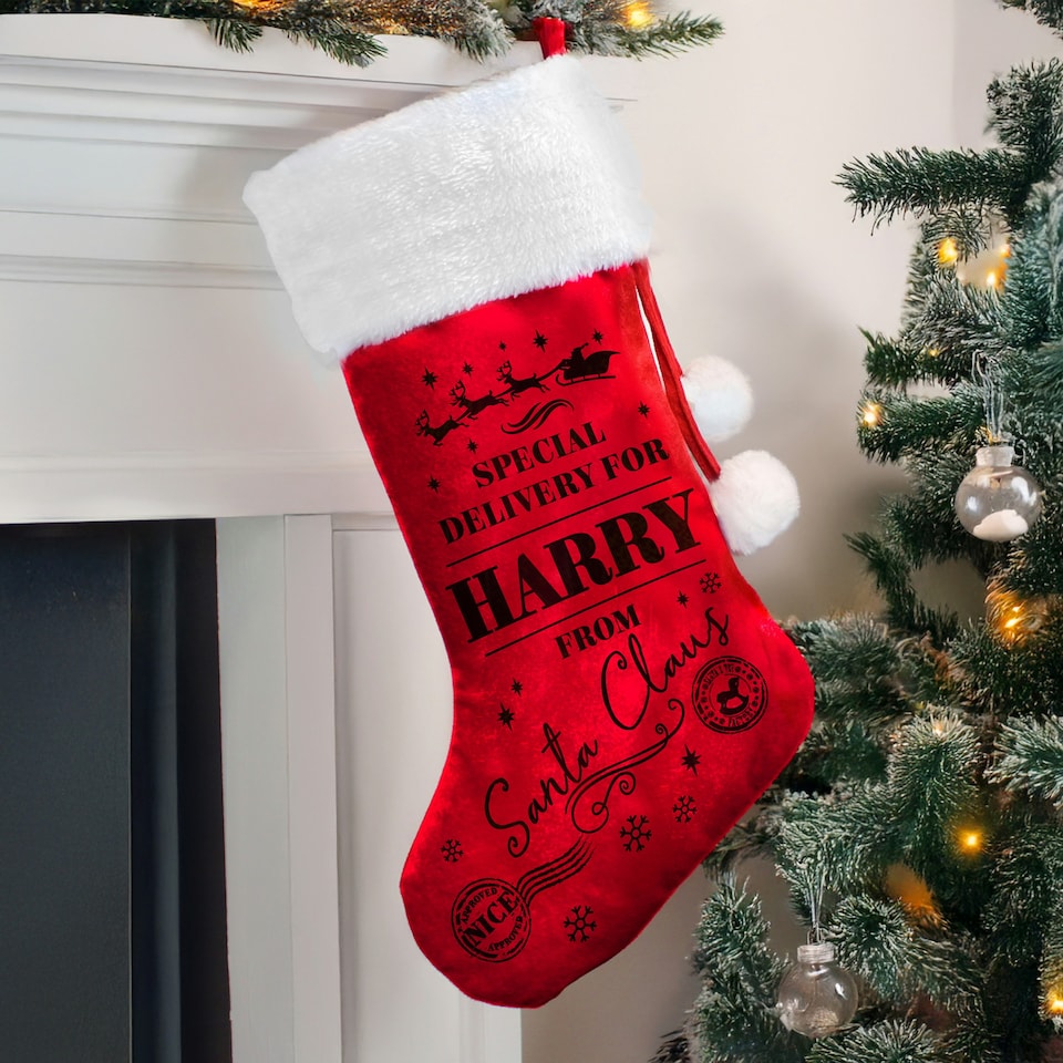 image 1 of Personalised Special Delivery Red Stocking