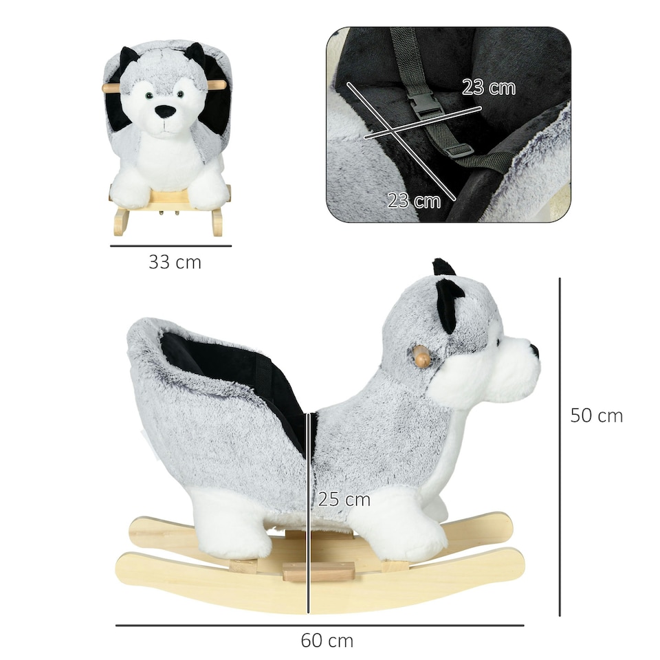 image 1 of HOMCOM Husky-Shaped Baby Rocking Horse with Seatbelt, for Ages 18-36 Months