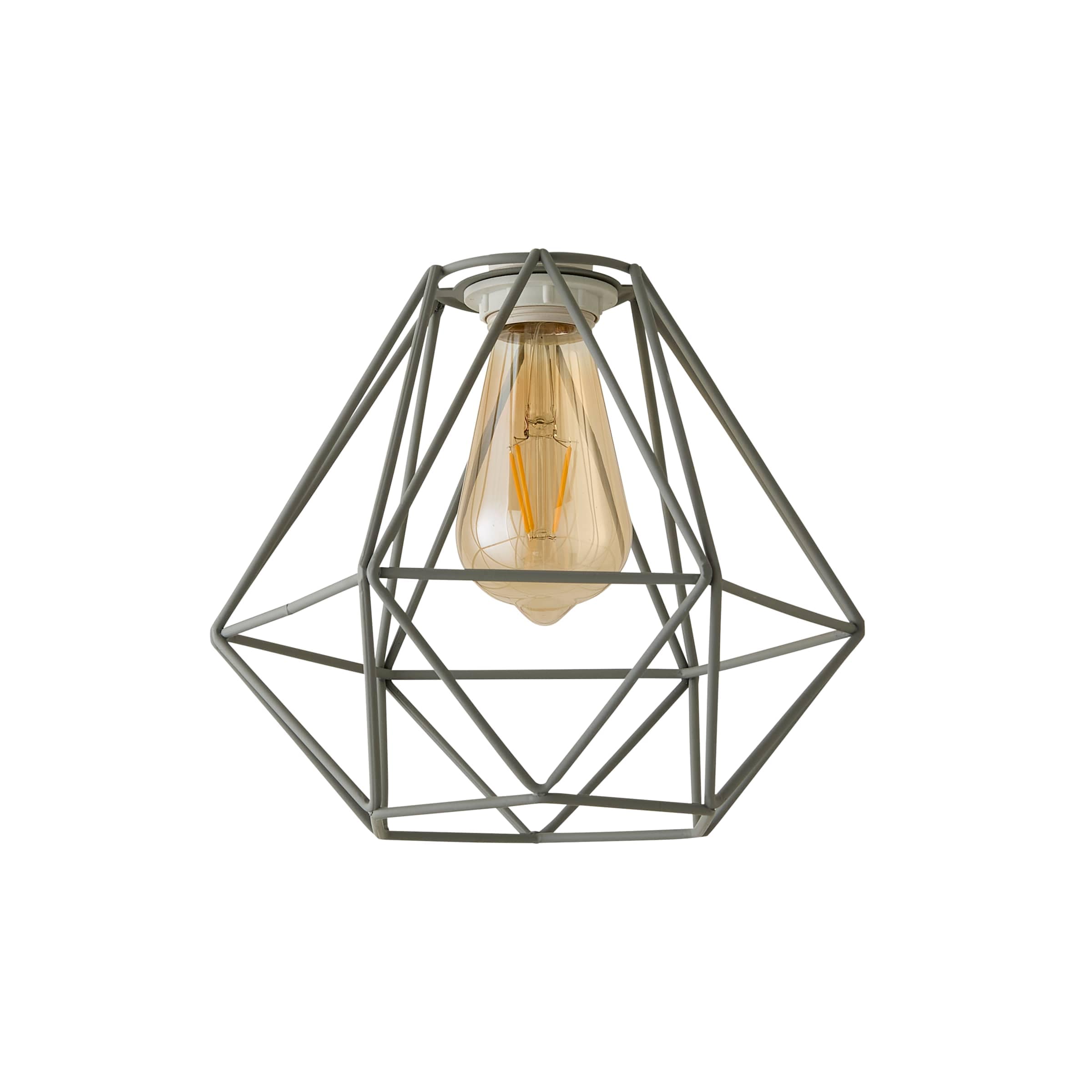 ValueLights Diablo Grey Metal Cage Ceiling Pendant Shade Grey