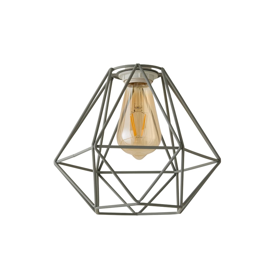 image 1 of ValueLights Modern Geometric Grey Metal Cage Ceiling Pendant Light Shade