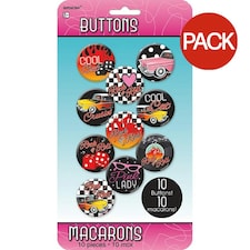 Amscan I Love Rock And Roll Classic 50s Party Badge (Pack of 10) - Multicoloured - One Size