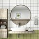 image 7 of kleankin Round Mirror for Wall Makeup Mirror with Shelf Grey Wood Effect