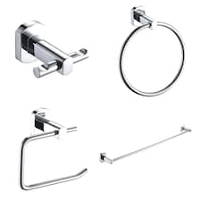 Showerdrape Admiralty Chrome Stainless Steel Wall Mounted 4 Piece Bathroom Accessory Set | Silver | 1