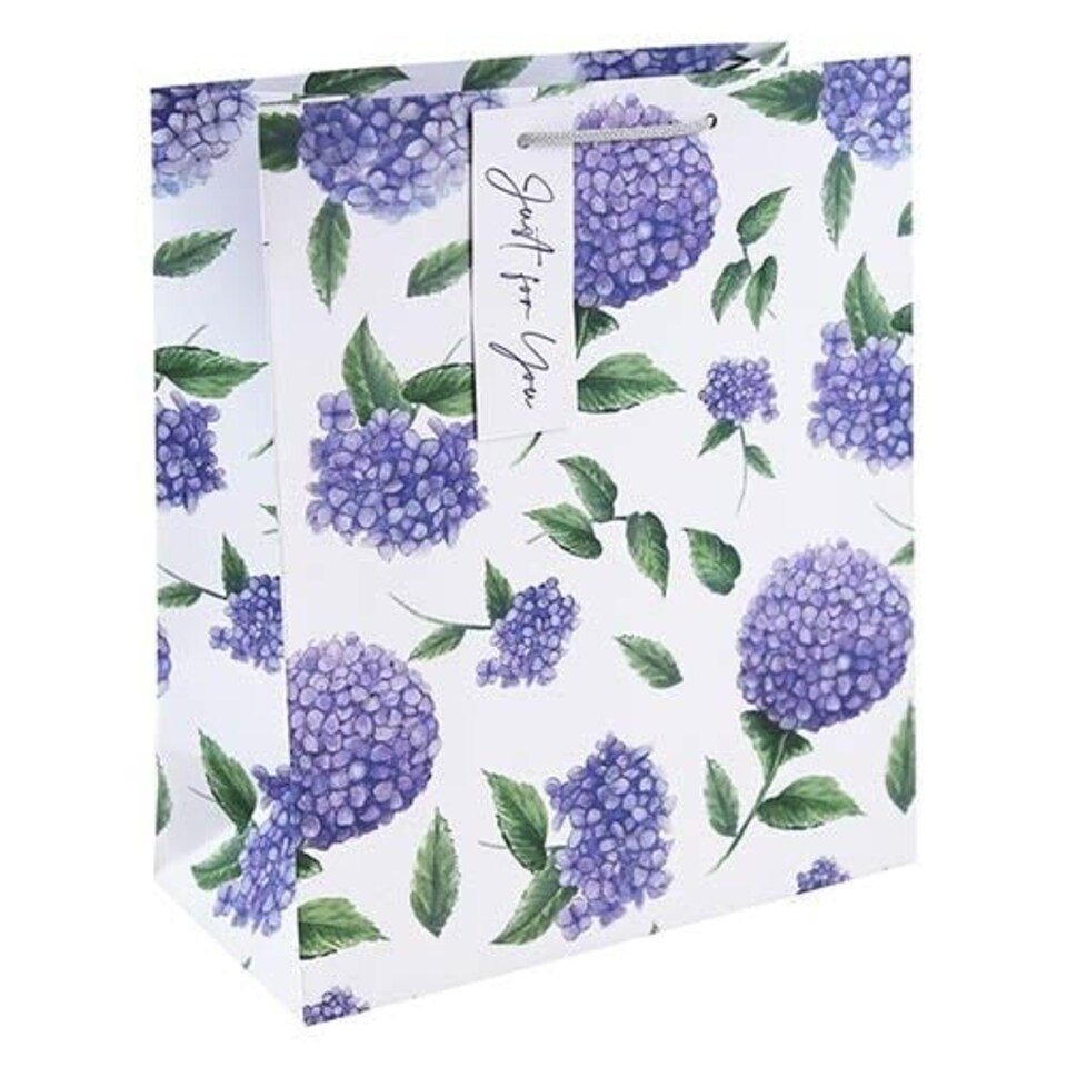 Purple Hydrangea Large White Gift Bag 33cm | Purple | 1