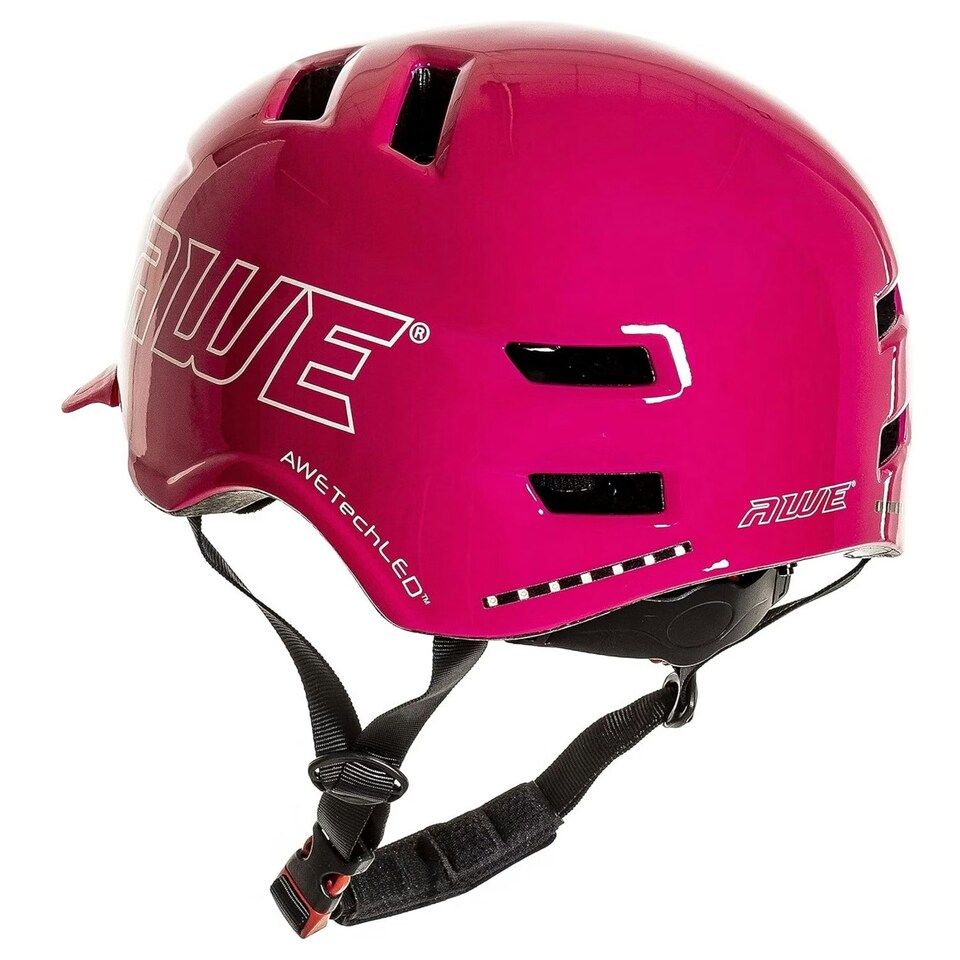 image 1 of AWETech LED USB Rechargeable In Mould Bike Helmet 360 MEGAVisibility Pink Medium 55-58cm | Pink | M