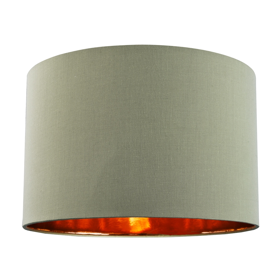 image 1 of Contemporary Olive Cotton 12 Inch Table-Pendant Lamp Shade with Shiny Copper Inner | Green