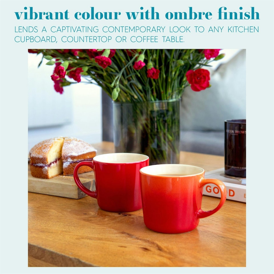 image 1 of Argon Tableware New Bone China Mugs - 330ml - Orange Ombre - Pack of 2 Orange