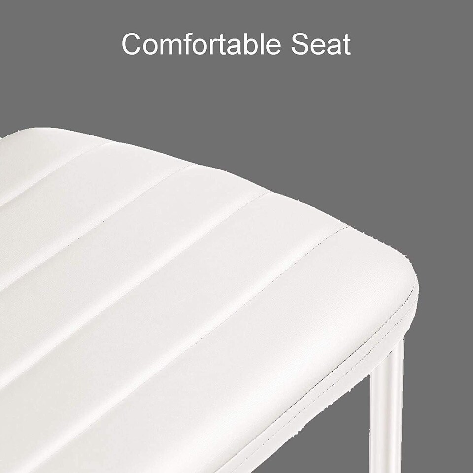 image 1 of Modern Dining Table Set With 4 White Faux Leather Chairs Dining Room Furniture | White | One Size | 5