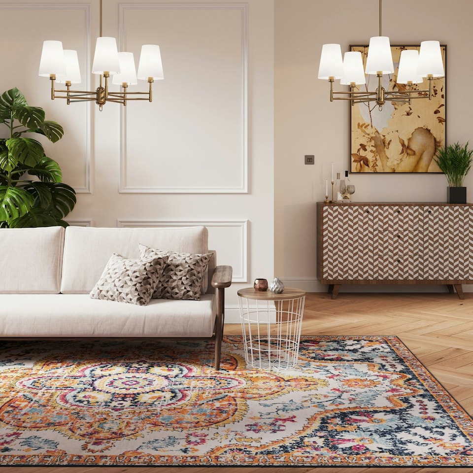 image 1 of KUKOON Bright Multicolour Traditional Medallion Living Area Rug 120cm x 170cm | Multi