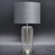 image 5 of Walpole - Clear Fluted Glass and Brushed Chrome 49cm Table Lamp with Grey Velvet Shade | Chrome | Grey | Large | 1