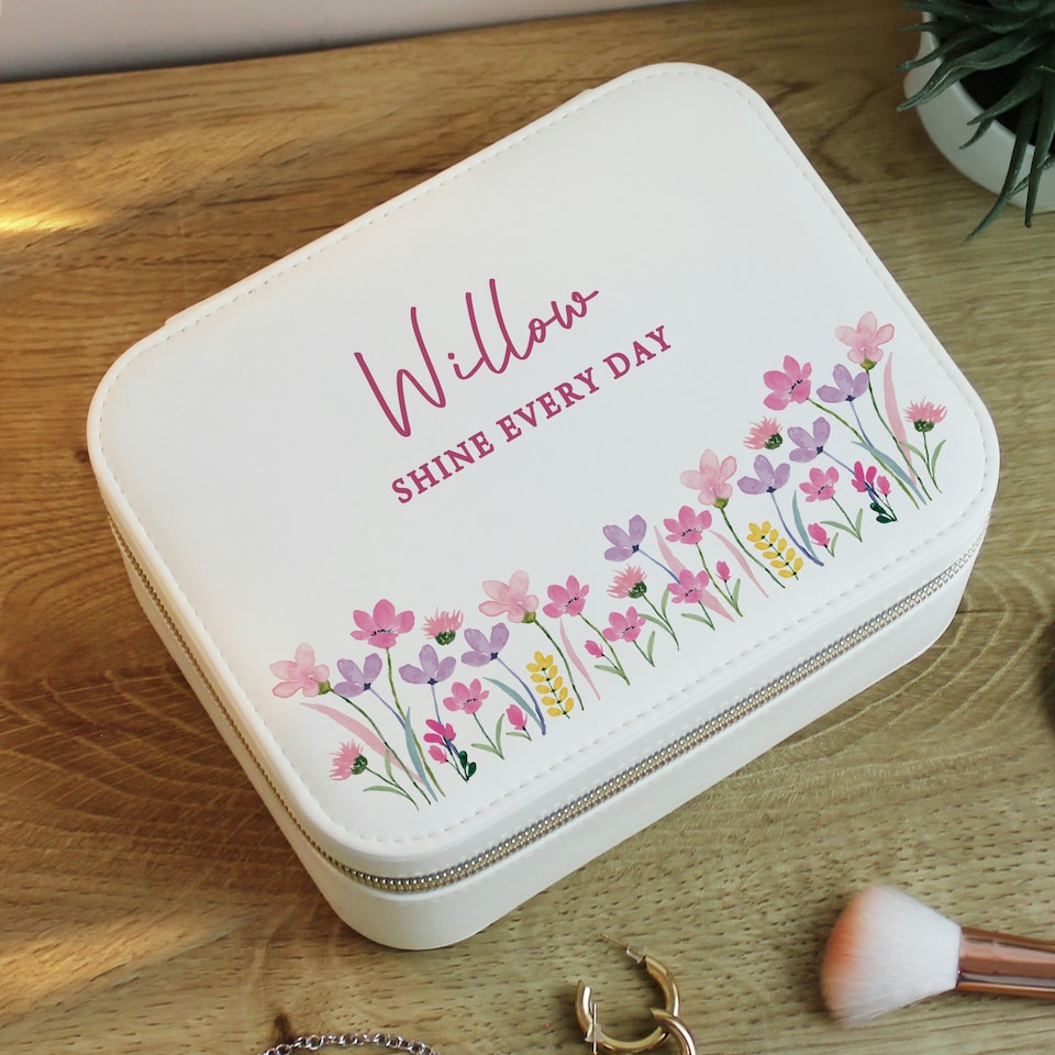 image 1 of Personalised Floral Travel Jewellery Box