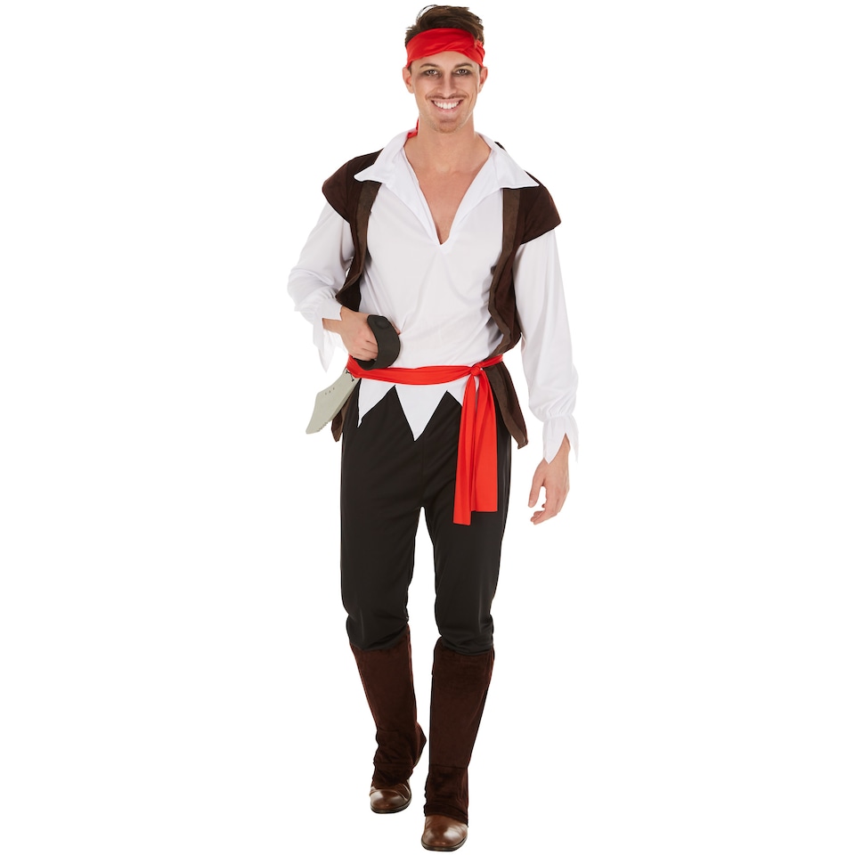 image 1 of Mens Captain Curlybeard Pirate Costume | Black | black | L | 1
