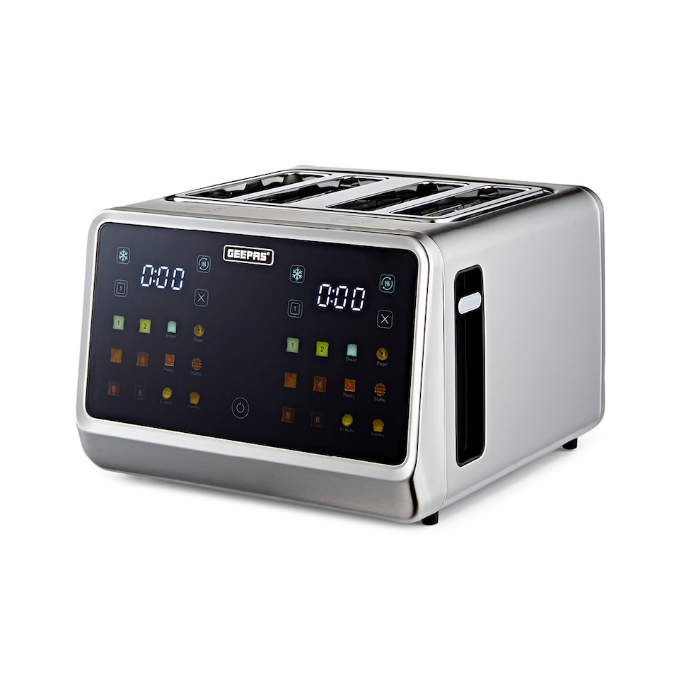 image 1 of GEEPAS 5-in-1 4 Slice Digital Toaster Wide Slots LED Display 1770W, Silver