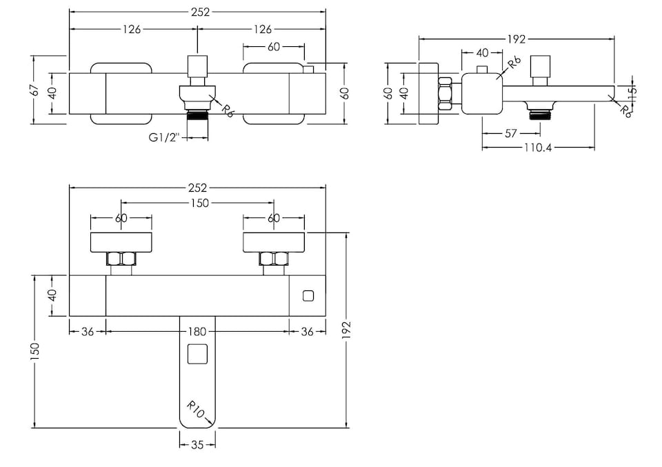 image 1 of Wall Mount Thermostatic Bath Shower Mixer Bar Valve Tap Chrome