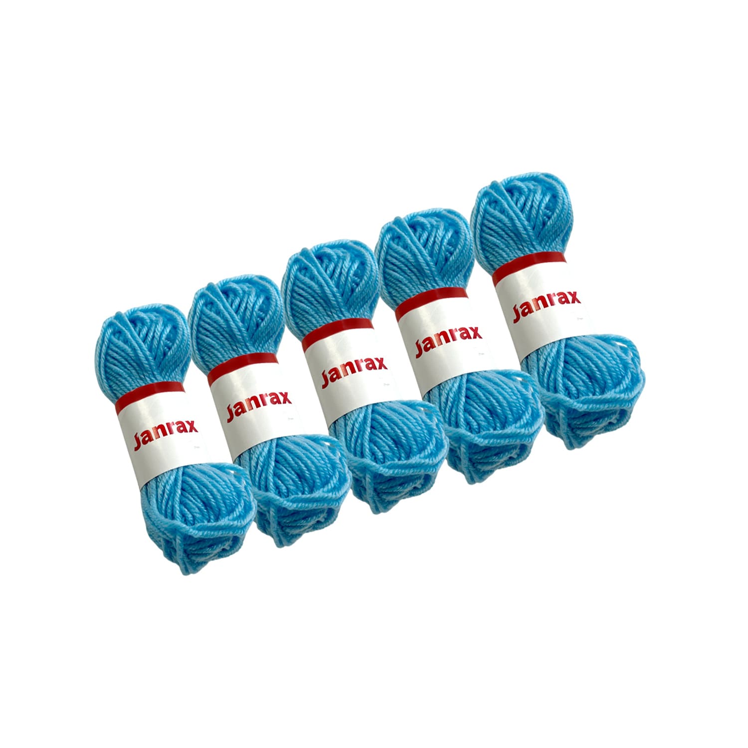 Pack of 5 Light Blue Acrylic Yarn Rolls â 10g each, 4 Strand 8 Ply Knitting Wool