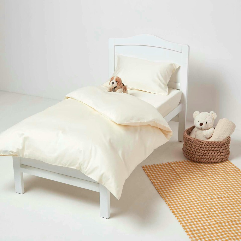 image 1 of Homescapes Cream Organic Cotton Fitted Cot Sheets 400 Thread Count, 2 Pack | Cream | One Size