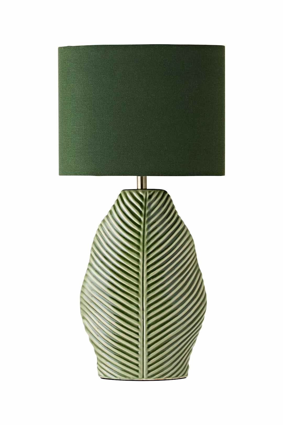 ValueLights Paloma Green Shade Leaf Embossed Ceramic Forest Table Lamp in Bright Green