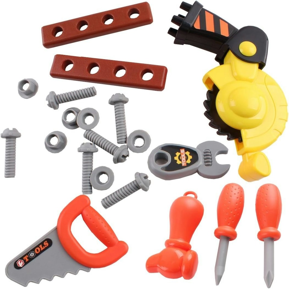 image 1 of 2-in-1 Deluxe Portable Tool Work Bench Suitcase Play Set with Light & Sound – Kids Engineer Toy