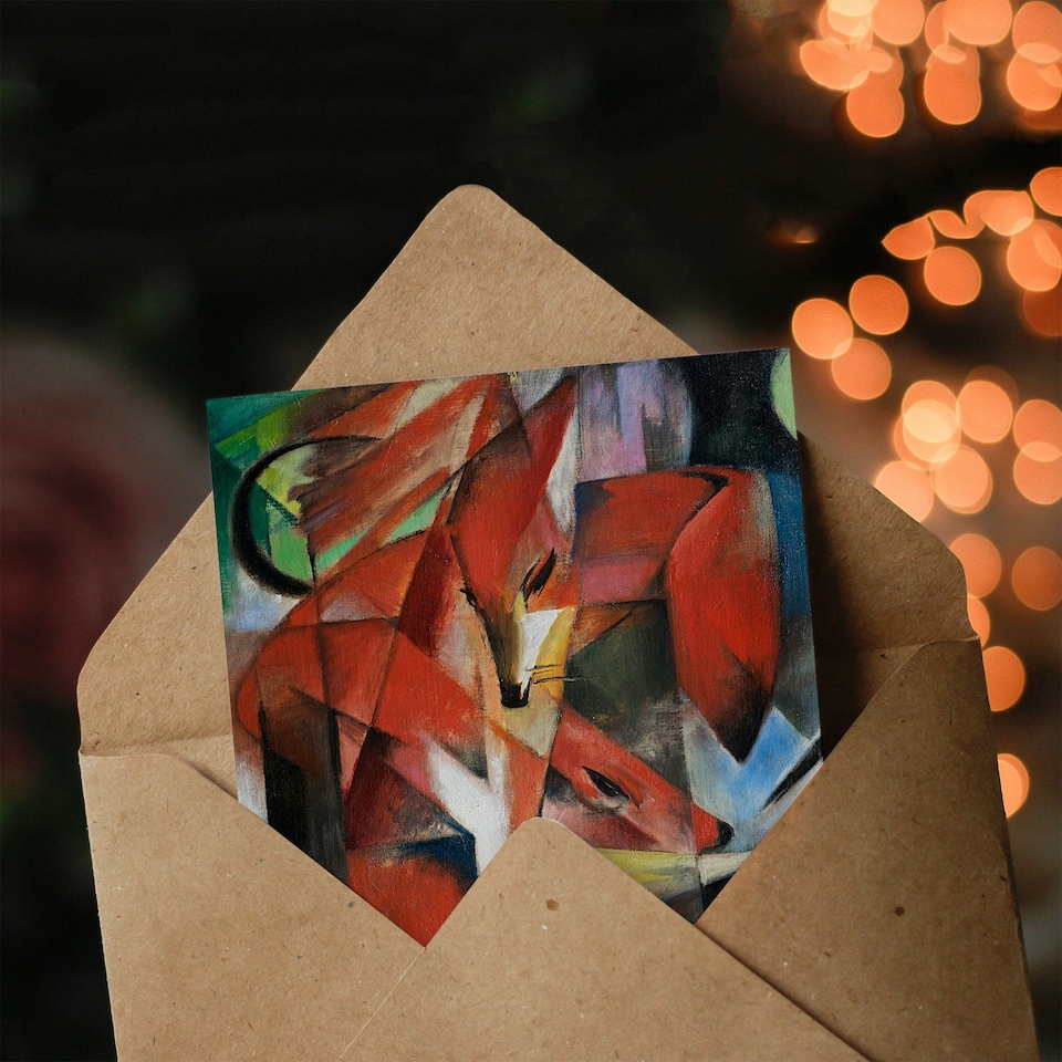 image 1 of Franz Marc Art Card The Foxes Colourful Abstract Painting