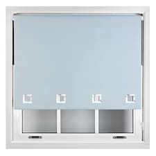 FURNISHED Blackout Roller Blinds with Large Square Eyelets Made to Measure Window Shade | Blue | Duck Egg Blue | (W) 90cm x (L) 210cm