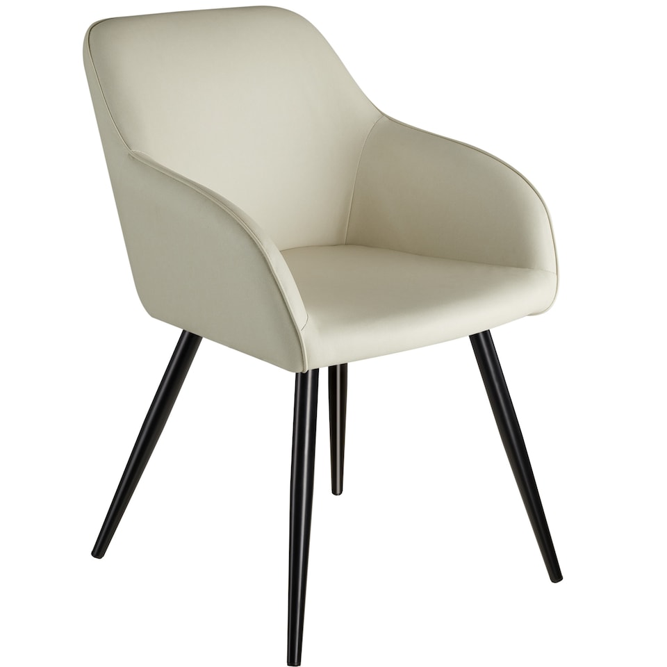 image 1 of Chair Marilyn Set of 2 - with armrests, upholstered, fabric cover, black steel legs | Cream | cream/black | One Size | 2