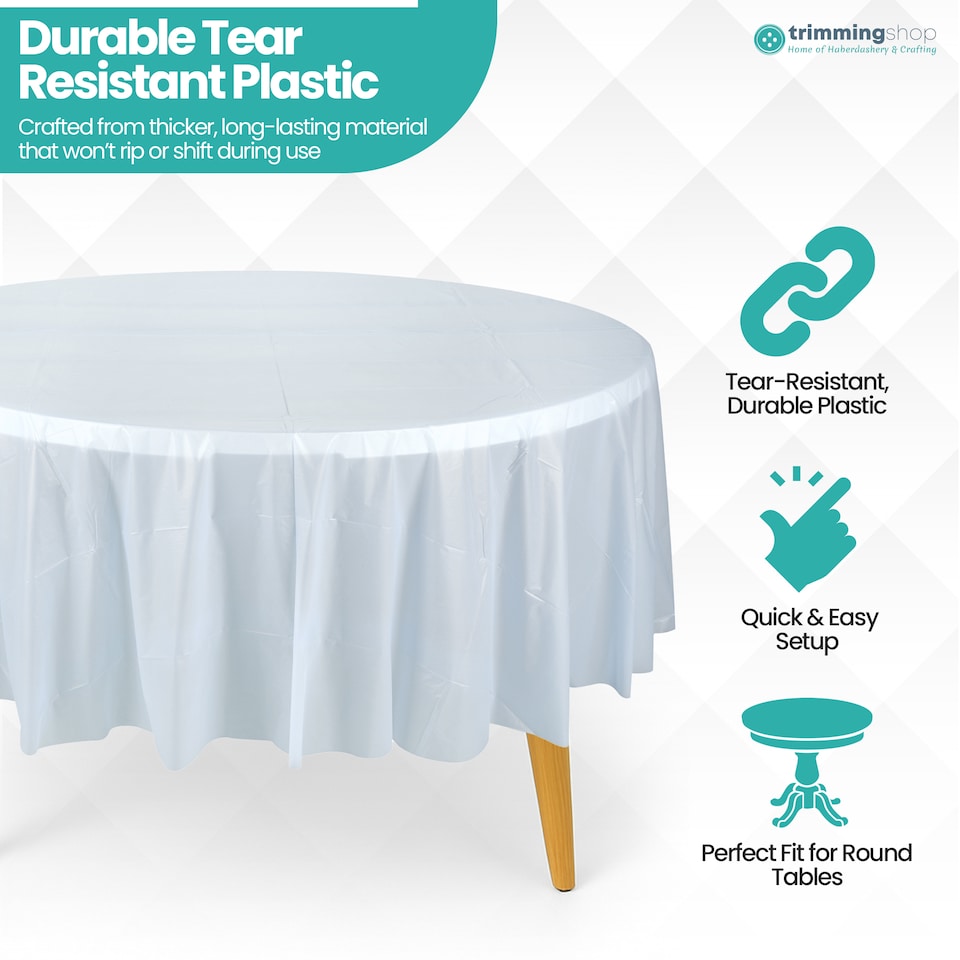 image 1 of Disposable Plastic Table Cover, Waterproof Tablecloth - 84 Inch