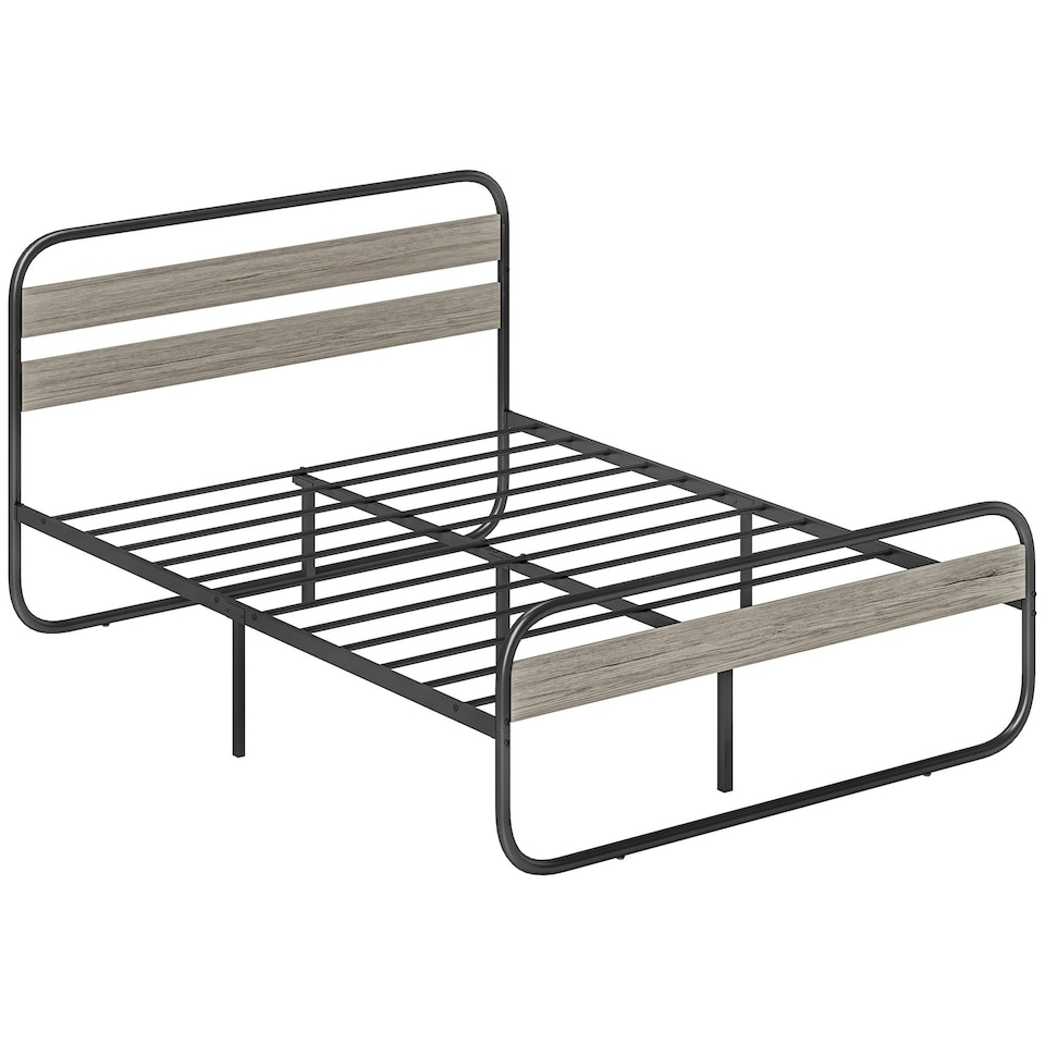 image 1 of HOMCOM 5ft Metal Platform King Size Bed Frame with Under Bed Storage
