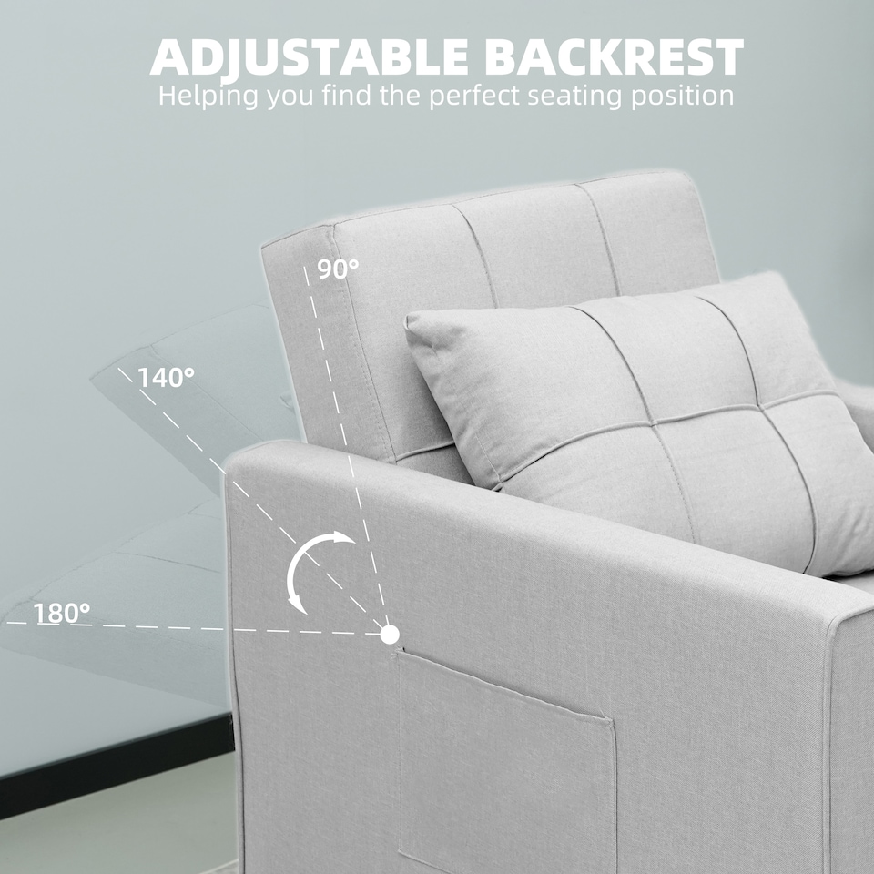image 1 of Alivio 3 in 1 Convertible Sofa Bed with Adjustable Backrest and Pull Out Sleeper (Light Grey)