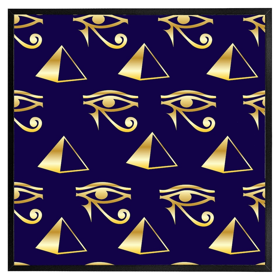image 1 of Gold pyramid & eye of horus (Picture Frame) White | L