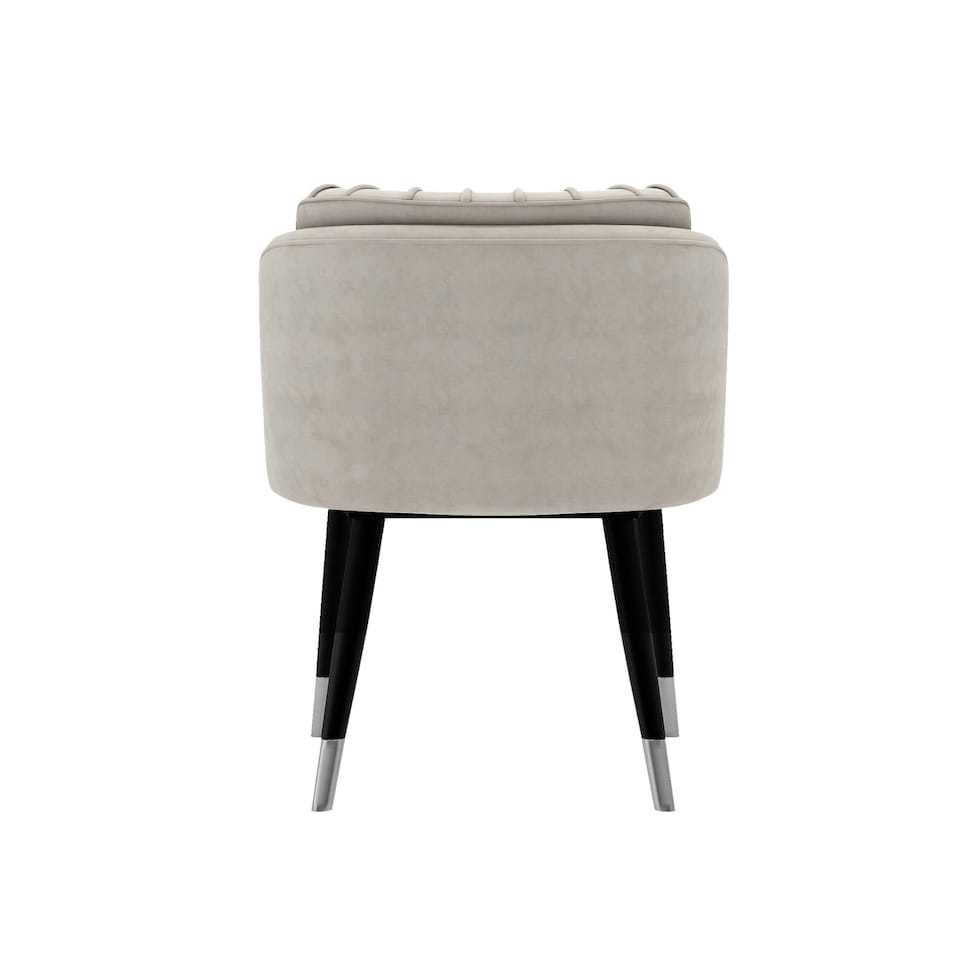 image 1 of Set of 4 Milano Velvet Dining Chairs with Stylish Ribbed Back Design, Black Metal Legs with Silver Tips | Grey | Silver End Tips