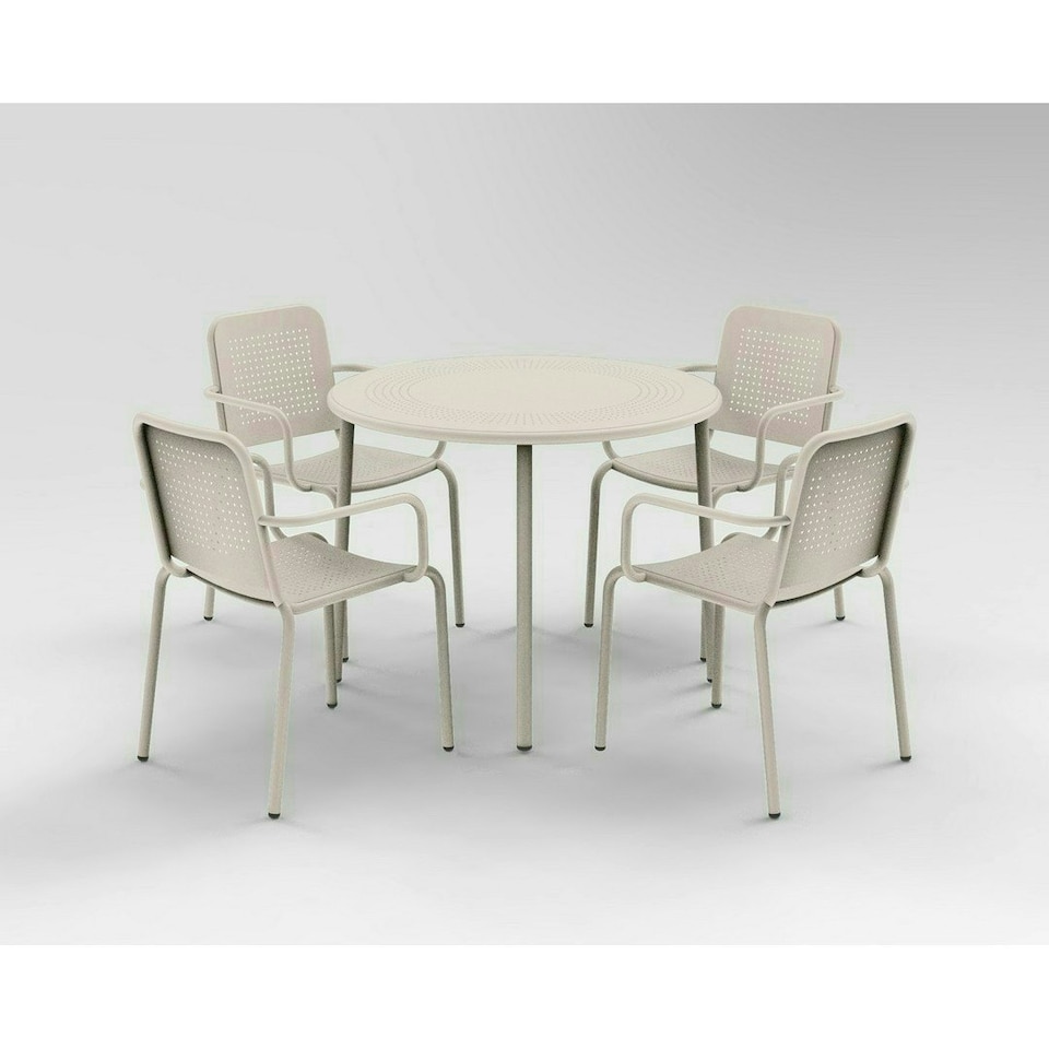 image 1 of Porto 4 Seater Stacking Round Dining Set - Steel - Champange