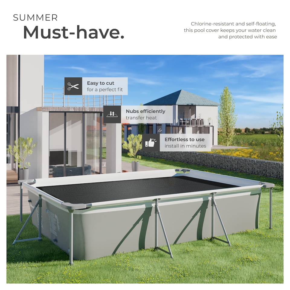 image 1 of Pool Solar Cover to Protect and Warm Rectangular Swimming Pool | Black | black | 1