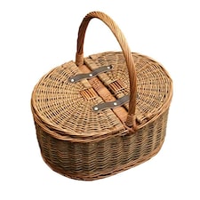 Wicker Two Tone Oval Picnic 2 Lids Empty Picnic Basket Brown | Brown | One Size