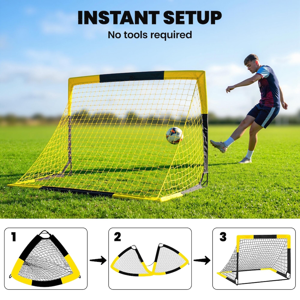 image 1 of SPORTNOW Set of 2 Pop Up Football Goal, Portable Folding Football Net