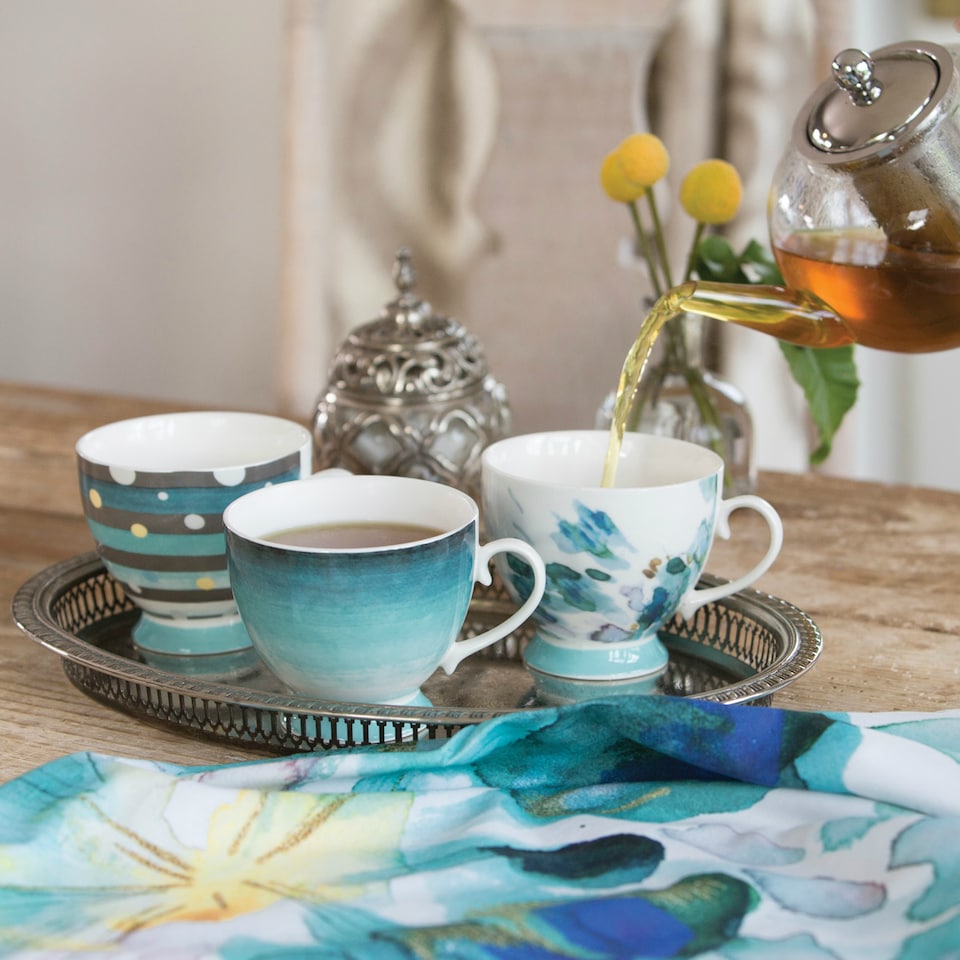 image 1 of KitchenCraft China Spot Stripe Mug | Blue | 1