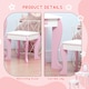image 6 of ZONEKIZ Kids Vanity Set w/ Mirror, Drawer, Cute Patterns, for Girls - Pink Pink
