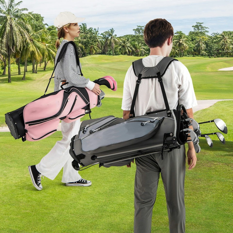 image 1 of COSTWAY Men's Complete Golf Clubs Package Set 10 Pieces Grey
