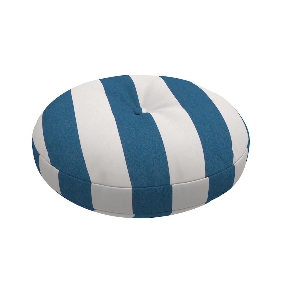 image 1 of Covers&All Sunbrella Round Tufted Seat Cushion, Outdoor Indoor Patio Chair Cushions with Button Accent, 16 x 3, Cabana Regatta