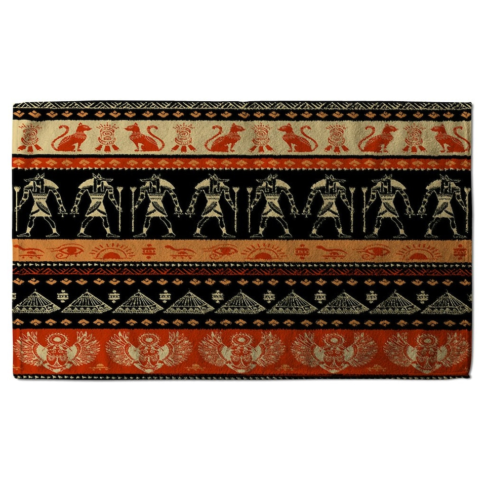 image 1 of Egyptian Heiroglyphs in Orange & Black (Kitchen Towel)
