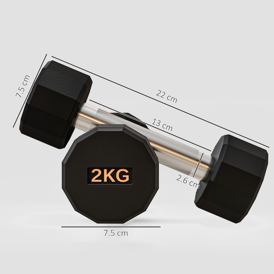image 1 of SPORTNOW Dumbbells Weights Set with 12-Sided Shape and Non-Slip Grip, 2 x 2kg