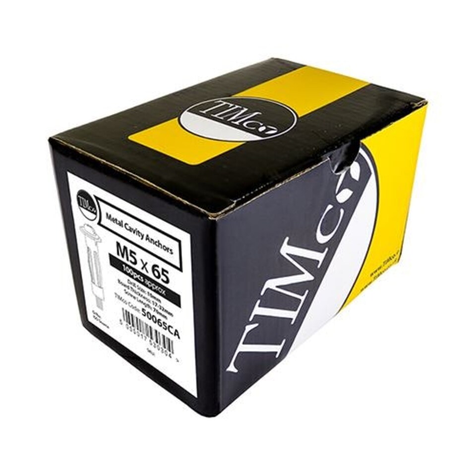 image 1 of Timco - Metal Cavity Anchors - Zinc (Size M6 x 65 (70mm Screw) - 100 Pieces)