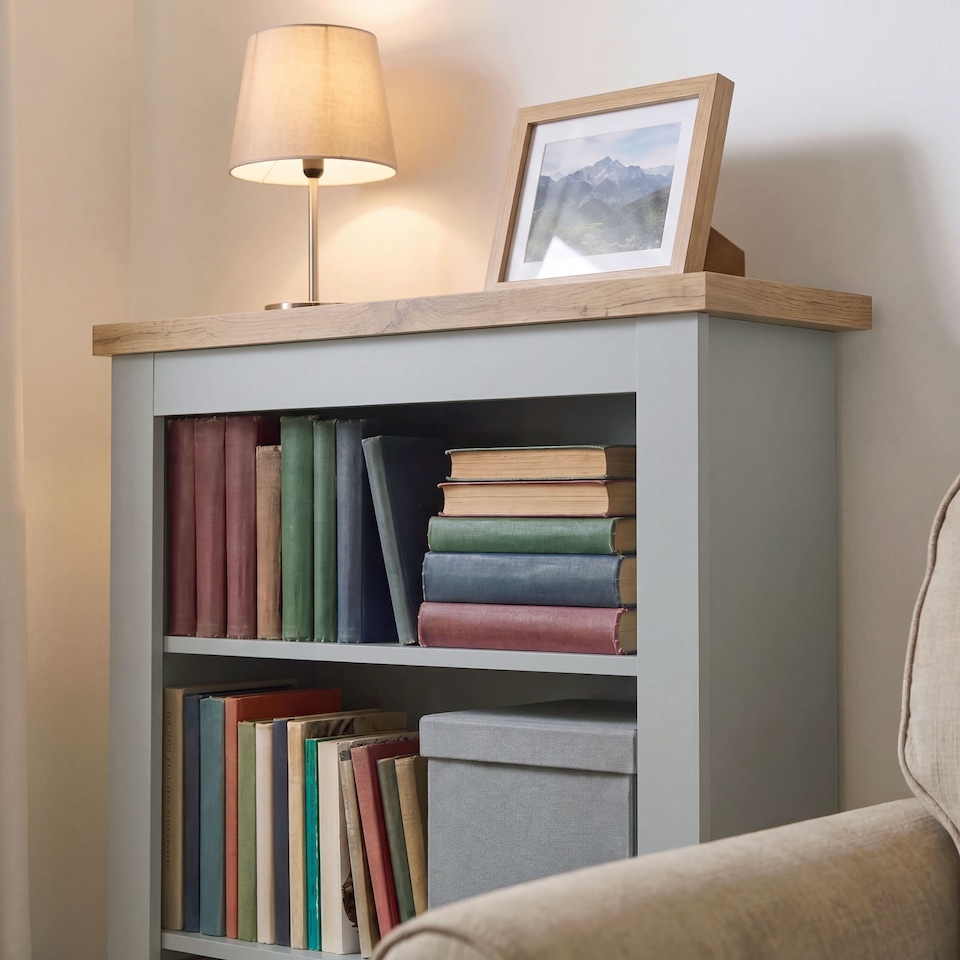image 1 of Vida Designs Arlington 3 Tier Bookcase Shaker Style Display Storage, Grey & Oak