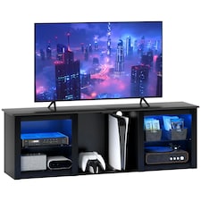 HOMCOM 160cm TV Unit w/ LED Lights for 65" TV Modern TV Stand Cabinet Black