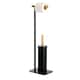 image 2 of Showerdrape Sonata Black & Bamboo Toilet Roll Holder & Toilet Brush Combination