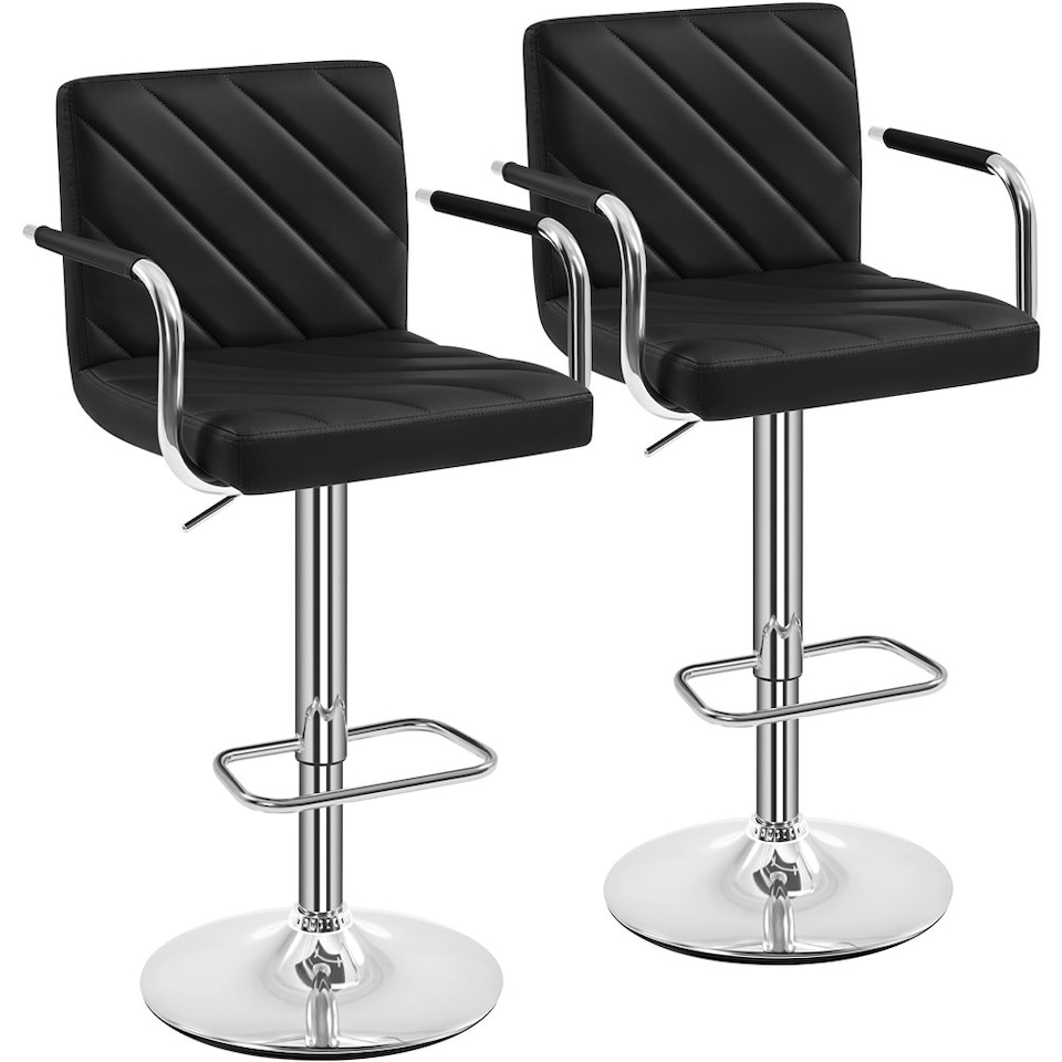 image 1 of Yaheetech Set of 2 Faux Leather Bar Stools | White